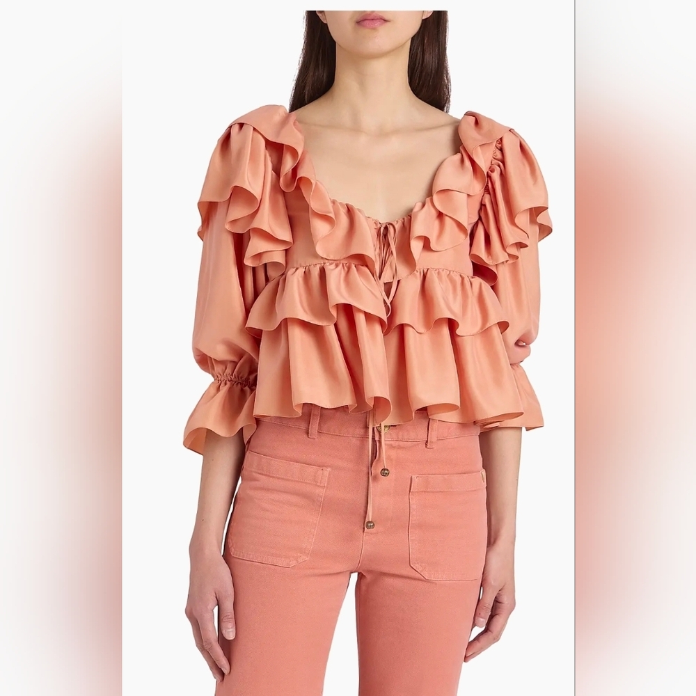 Chloe' Ruffled Pink Blouse - Picture 5 of 9